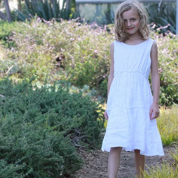 United Colors Of Benetton | Dresses | United Colors Of Benetton White Linen  Girls Dress | Poshmark